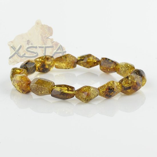 Baltic amber light green beads bracelet